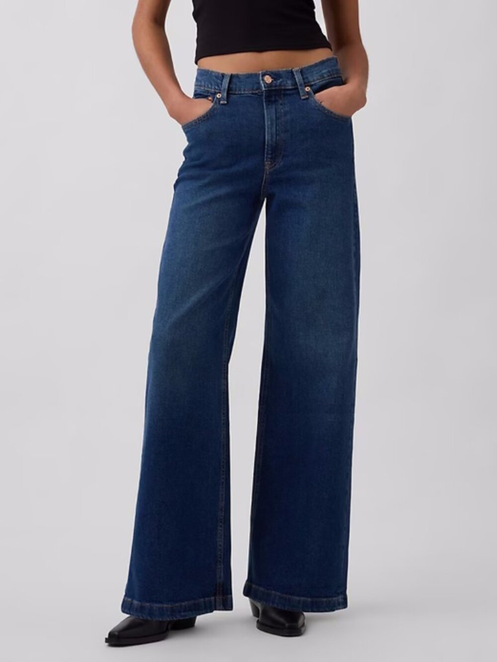 GAP High Rise Stride Wide-Leg Jeans - Dark Wash